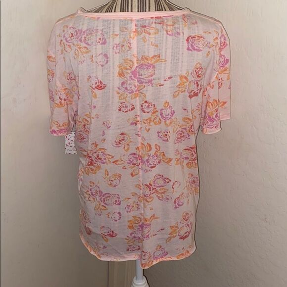 Free People Tourist Floral Design Pink Shirt Contemporary Feminine Casual - Picture 5 of 11